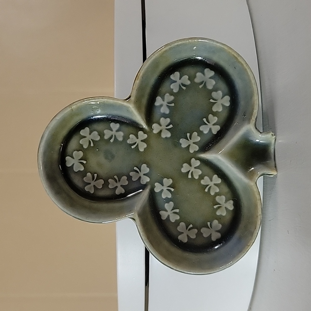 Irish Porcelain Green Leaf Miniature Dish